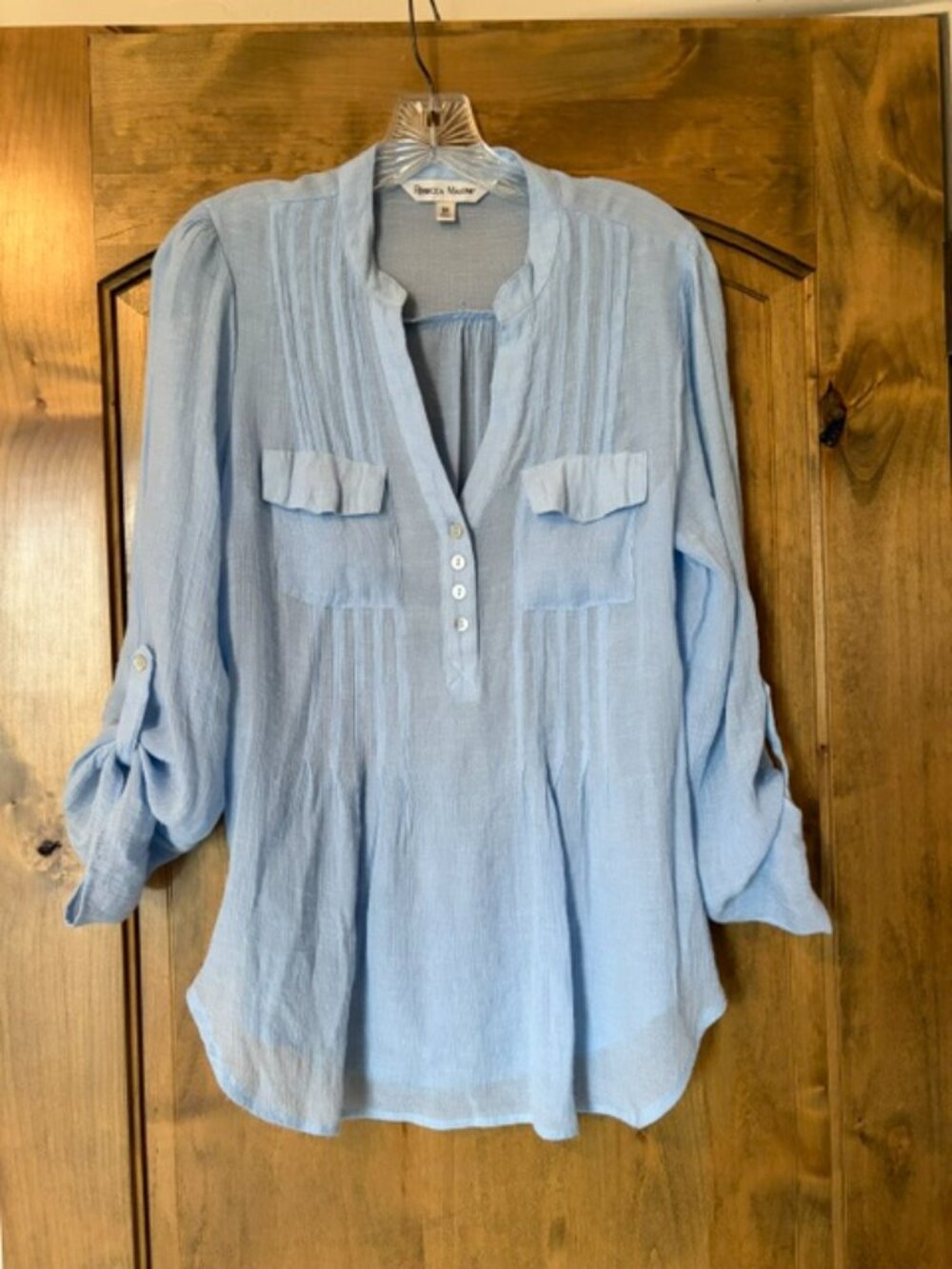 Rebecca Malone size medium. Lovely tunic top with roll tab sleeves.